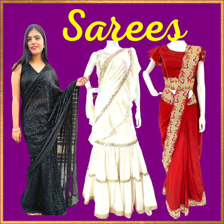Indian Sari , Indian Sarees, Indian Wedding wear, Handmade Sari, Ready to wear Sari , Skirt Sari , Stitched SARI, Sari with blouses
