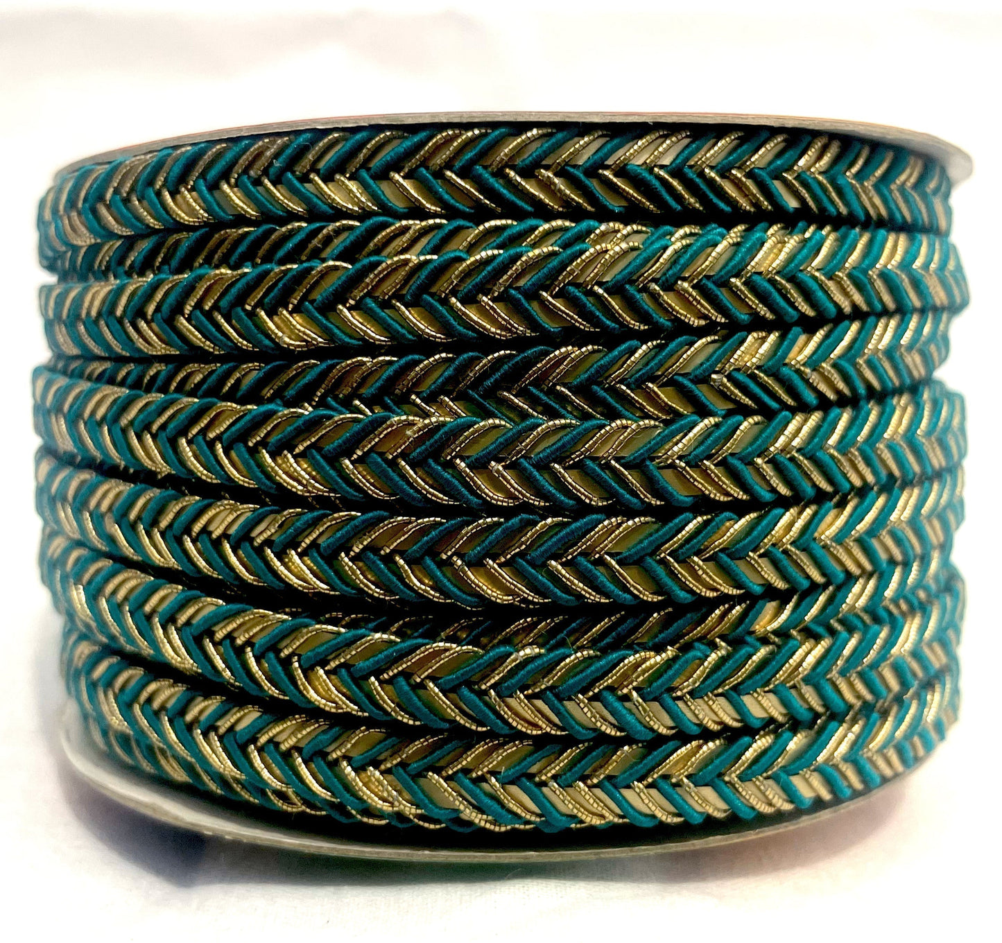 Golden Braid Border, Teal And Golden, Laces for Dress, Home Décor, Shoe, Bags, Hats, DIY, Handmade, 0.2 inch Broad