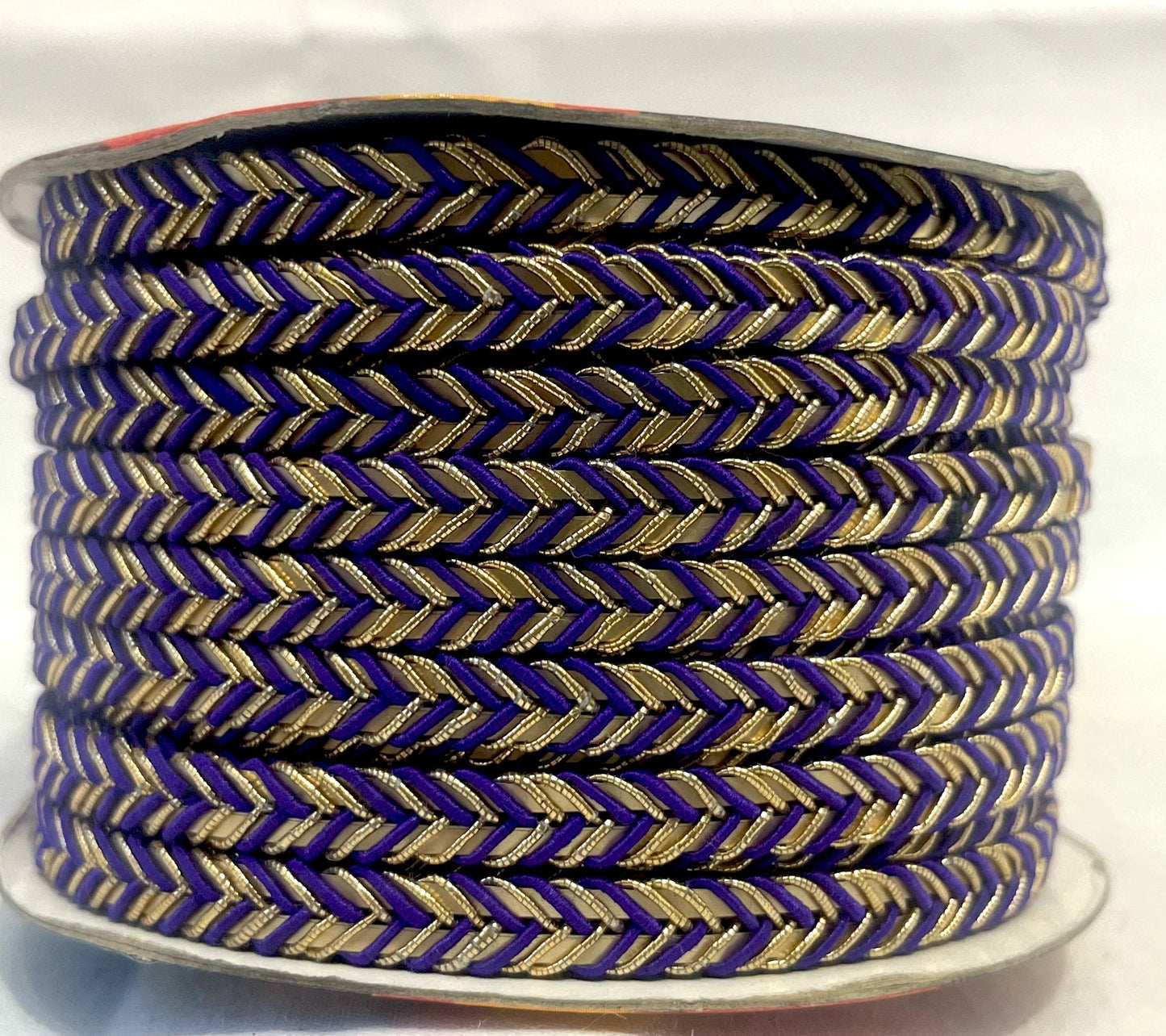 Golden Braid Border, Purple And Golden, Laces for Dress, Home Décor, Shoe, Bags, Hats, DIY, Handmade, 0.2 inch Broad
