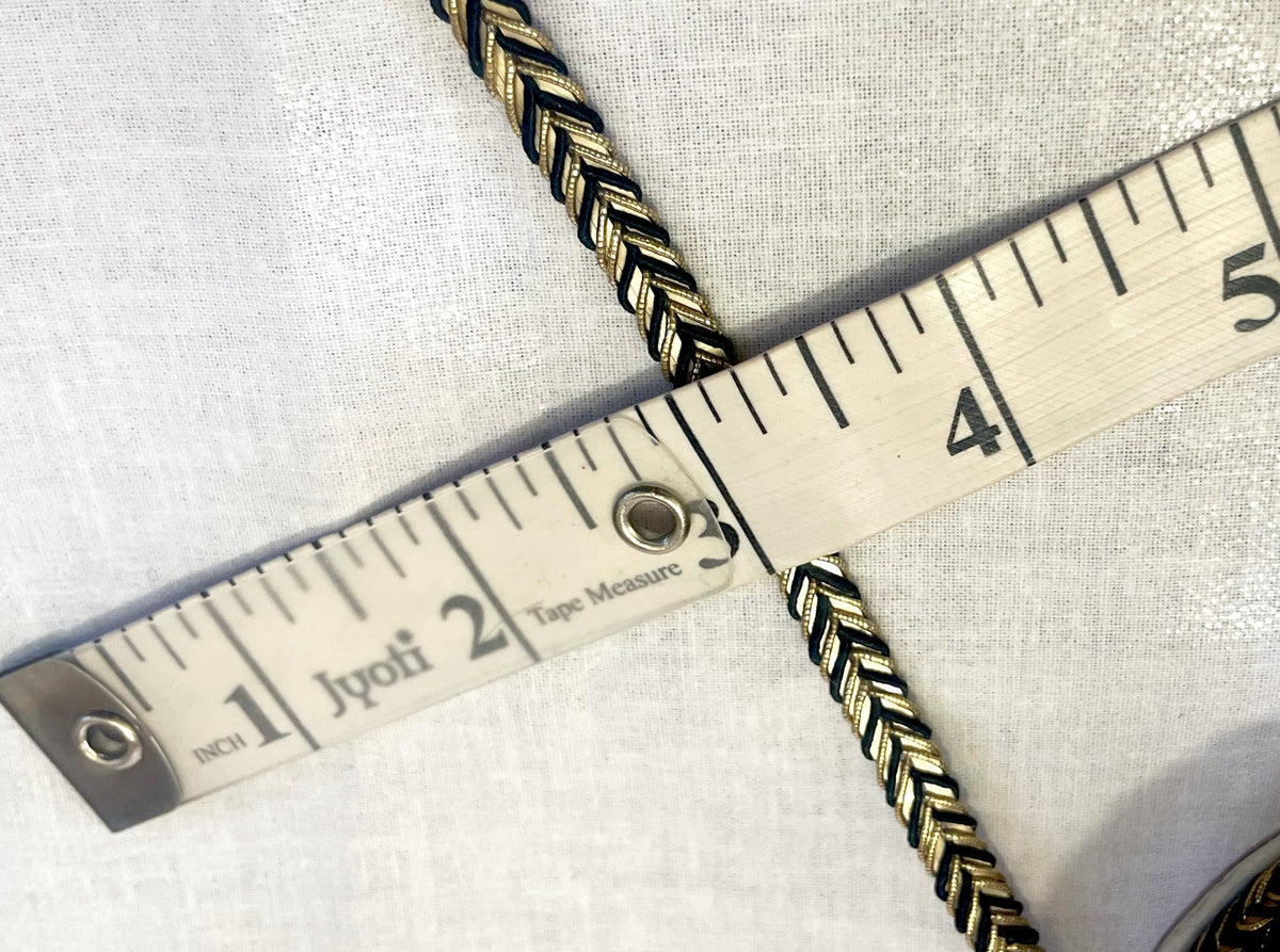 Golden Braid Border, Beige And Golden, Laces for Dress, Home Décor, Shoe, Bags, Hats, DIY, Handmade, 0.2 inch Broad