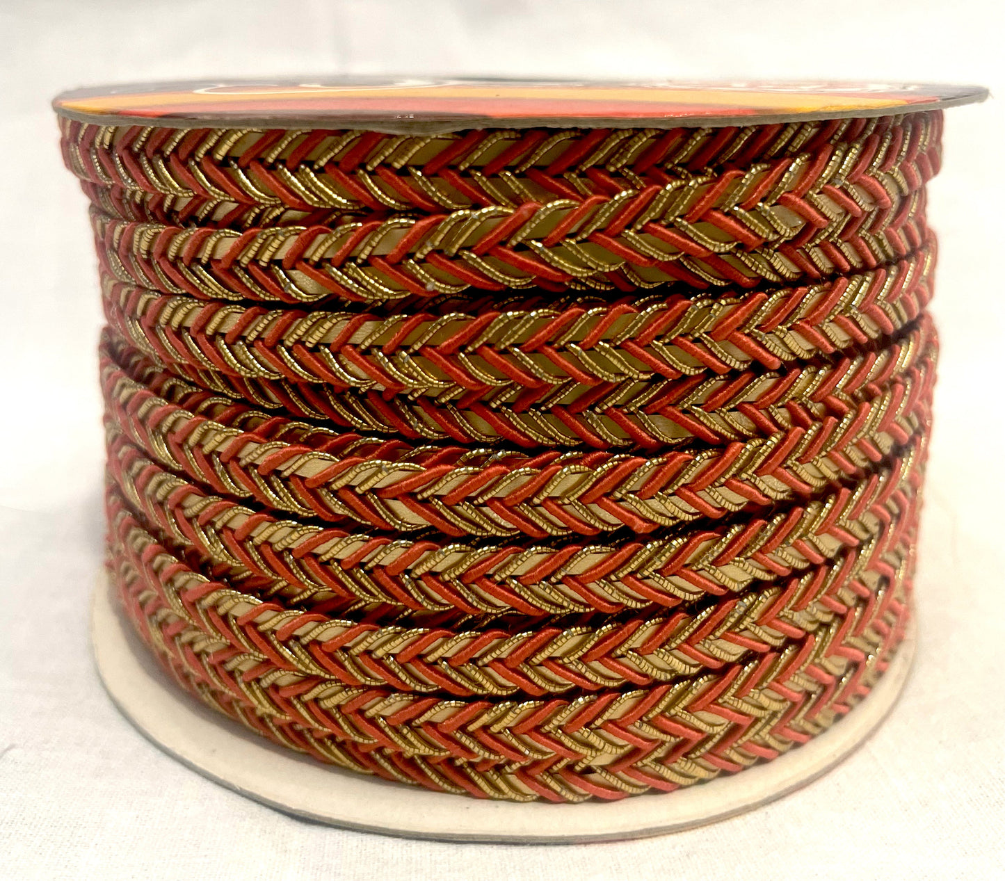 Golden Braid Border, Salmon And Golden,  Laces for Dress, Home Décor, Shoe, Bags, Hats, DIY, Handmade, 0.2 inch Broad