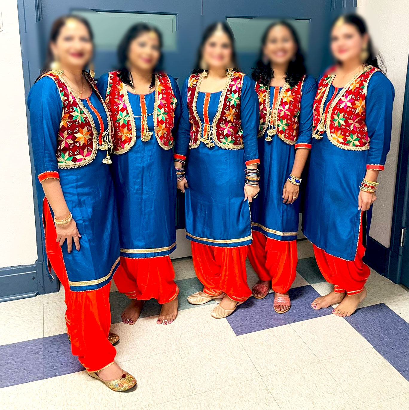 Maroon Phulkari Jacket with Patiala Salwar and Kurta, Bhangra dress for women, Gidda dress for women