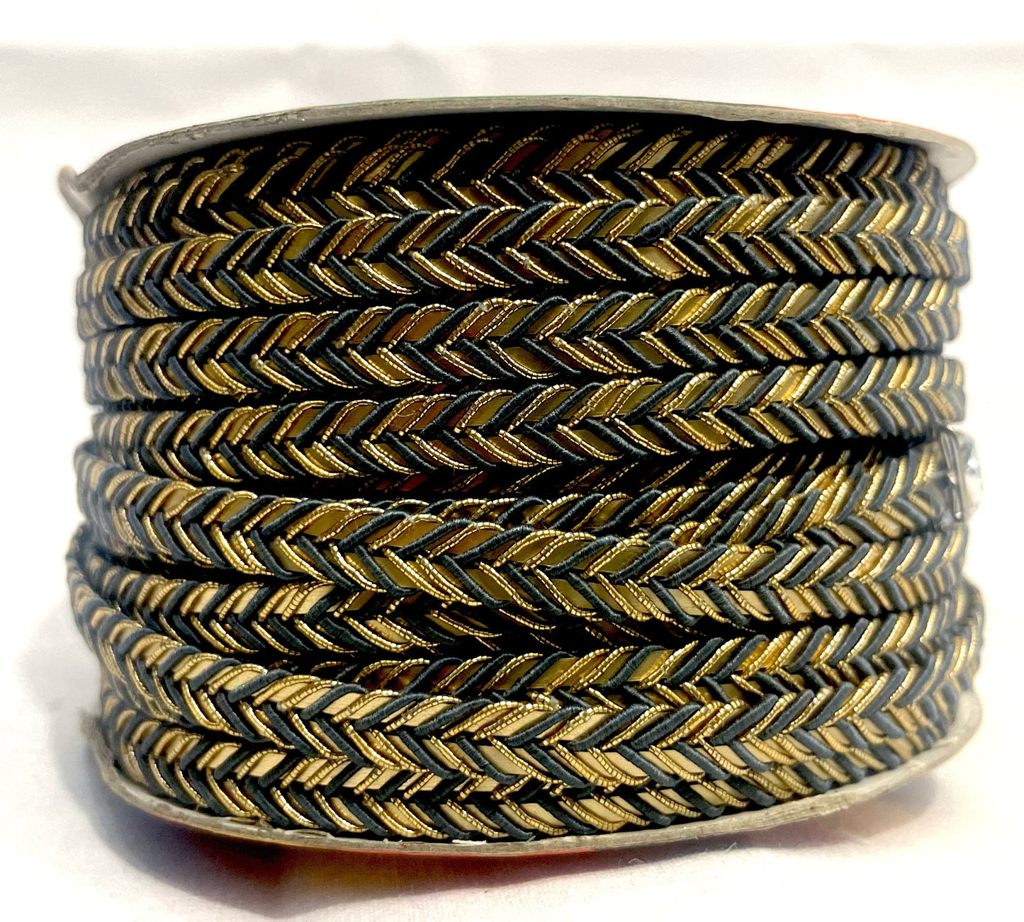 Golden Braid Border, Gray And Golden,  Laces for Dress, Home Décor, Shoe, Bags, Hats, DIY, Handmade, 0.2 inch Broad
