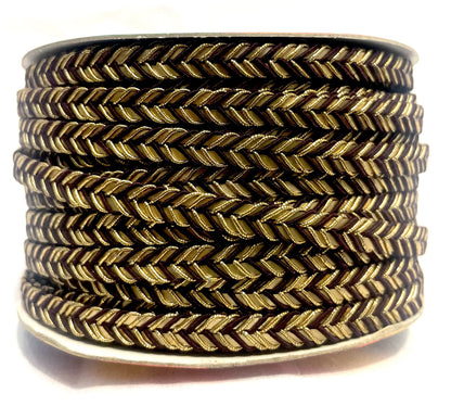 Golden Braid Border, Gray And Golden,  Laces for Dress, Home Décor, Shoe, Bags, Hats, DIY, Handmade, 0.2 inch Broad