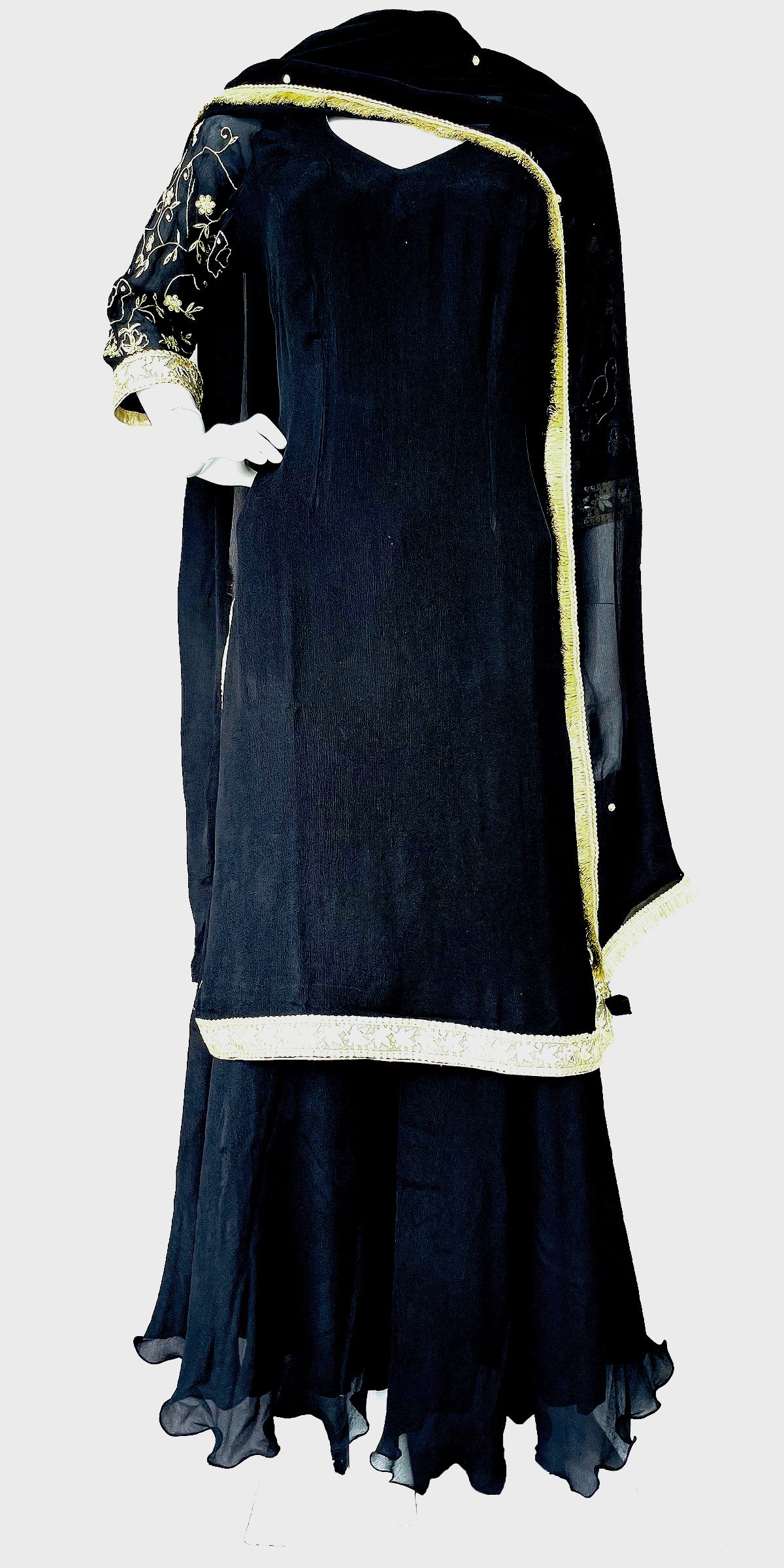 Black Golden Mother Daughter Pure Chinon Gharara Suits 45AL23SU50 - 15AL23SU60