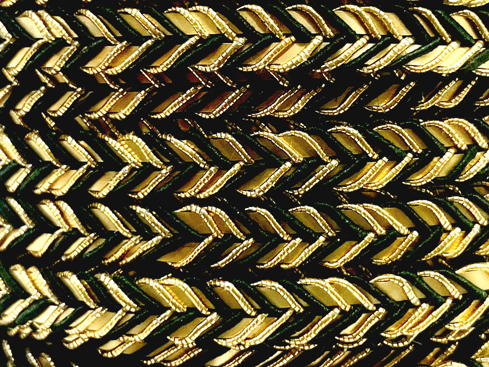 Golden Braid Border, Dark Green And Golden, Laces for Dress, Home Décor, Shoe, Bags, Hats, DIY, Handmade, 0.2 inch Broad
