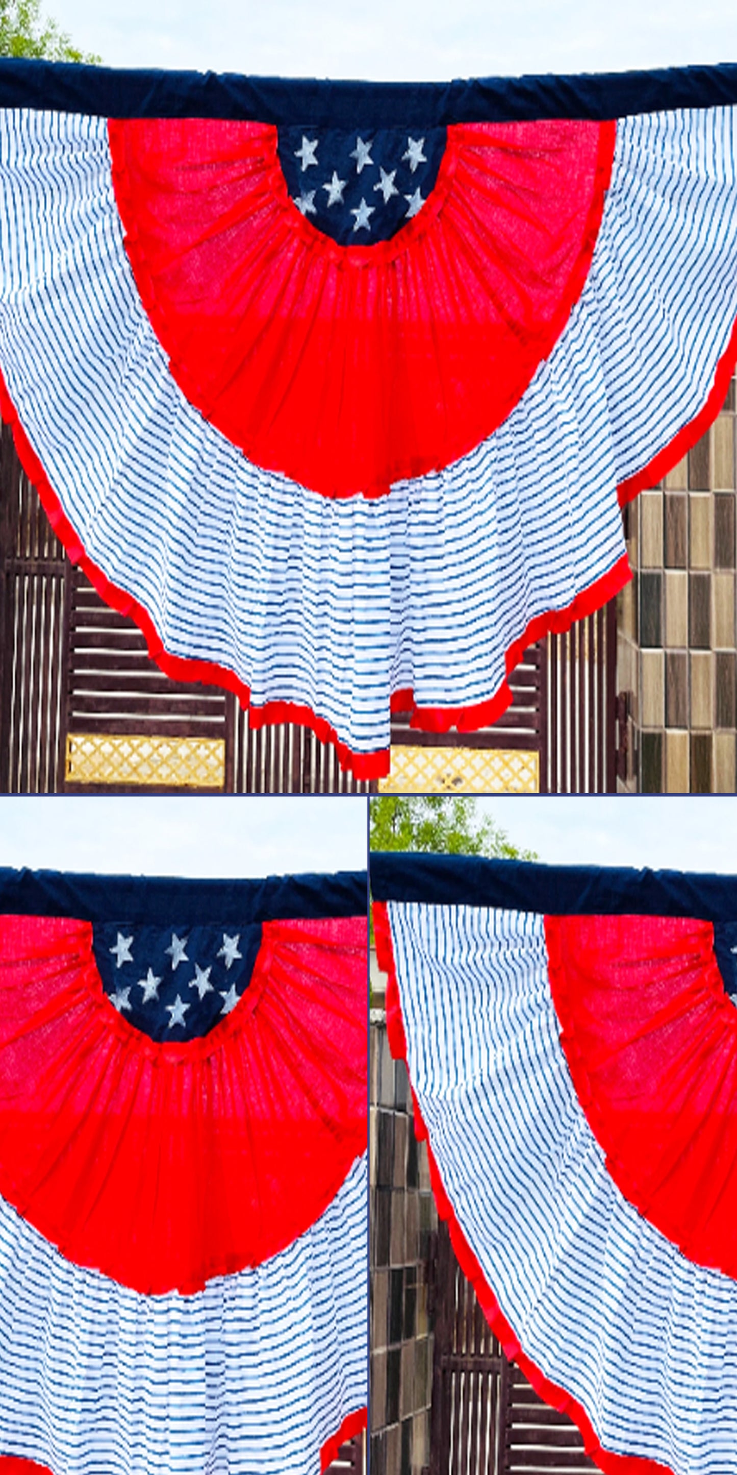 Patriotic Bunting Banner American Flag - 30”x 15” Pleated Fan Flag Decor