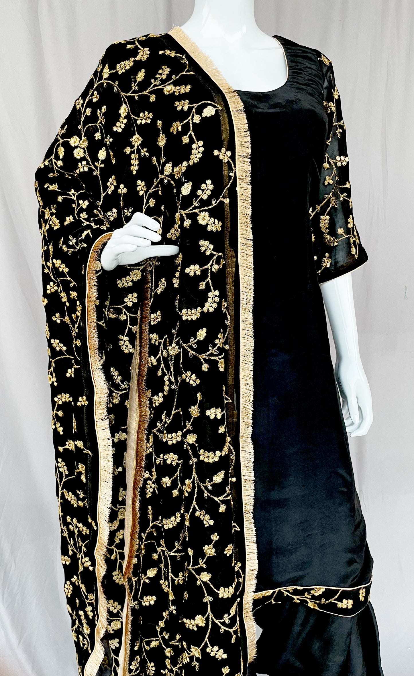 Black and Golden Punjabi Patiala Salwar Suit, Pure Upada Silk Punjabi Suit