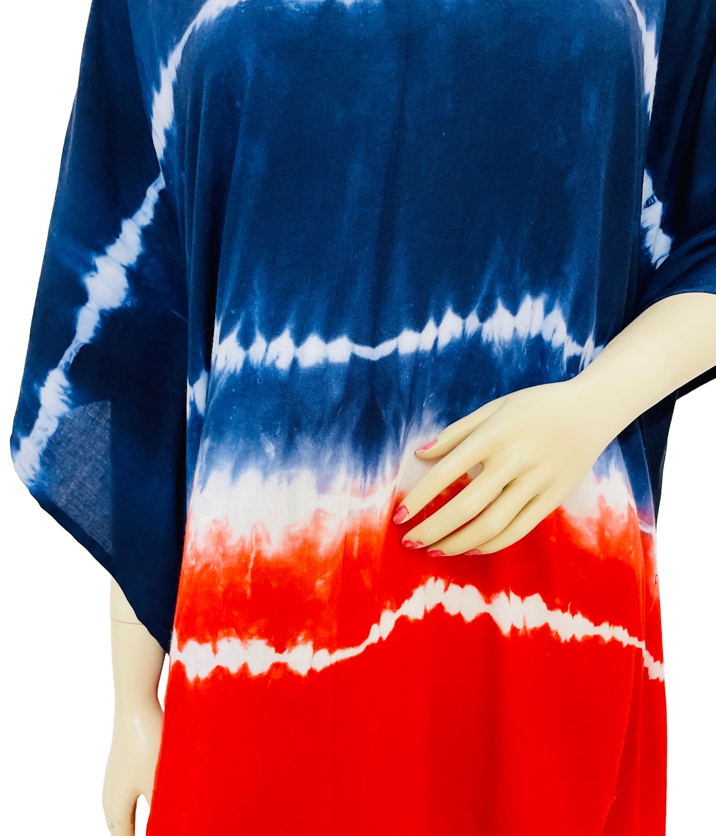 Kaftan-Red Blue White Rayon Summer Comfortable, 4th July Special