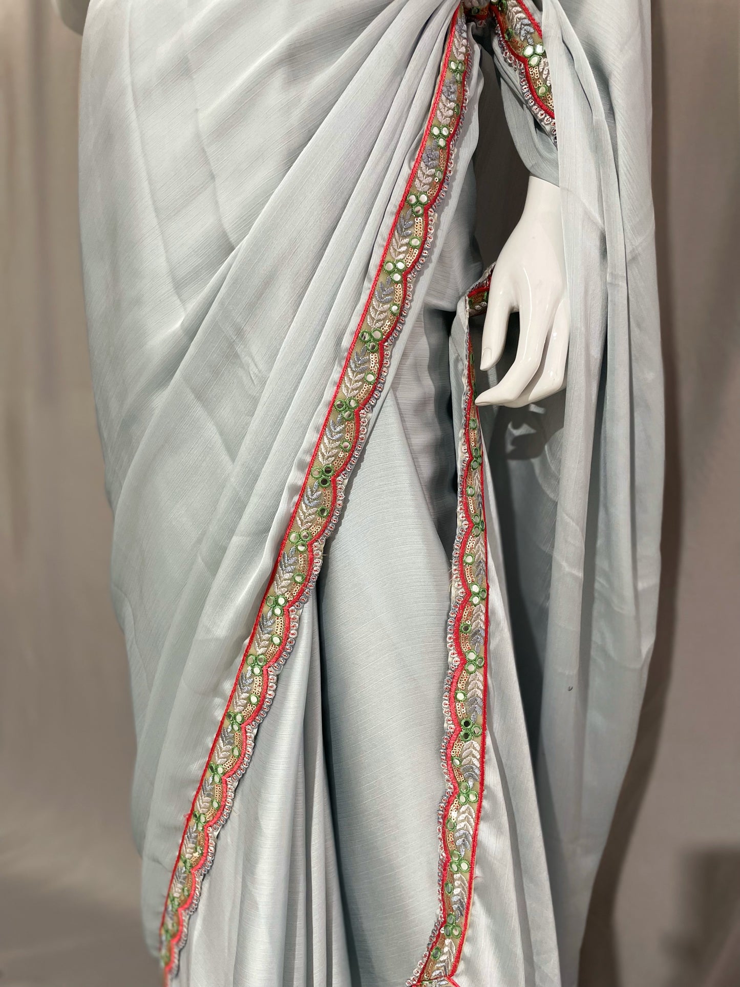 Grey Silk Saree with Silk blouse