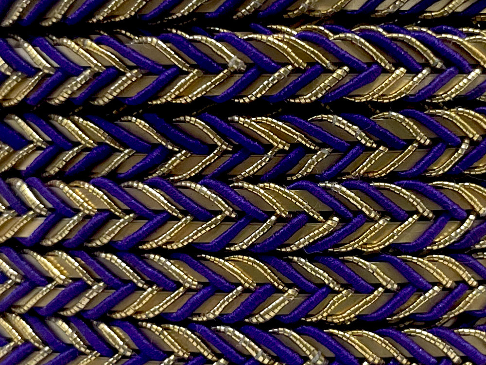 Golden Braid Border, Purple And Golden, Laces for Dress, Home Décor, Shoe, Bags, Hats, DIY, Handmade, 0.2 inch Broad