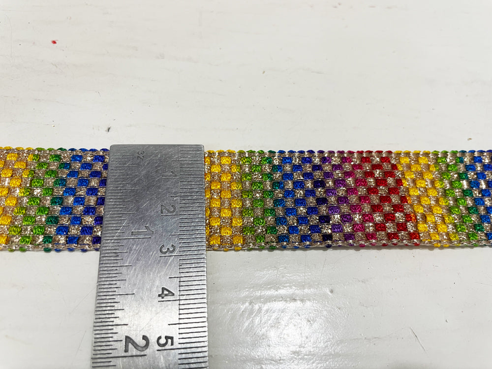 Multicolor Mat Lace, Shining Border with Bright Solid Colors, 1 inch broad