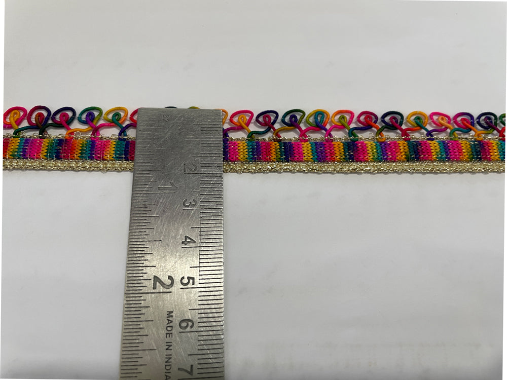 Multicolor Knotted border, Mat lace with golden shining Solid Colors