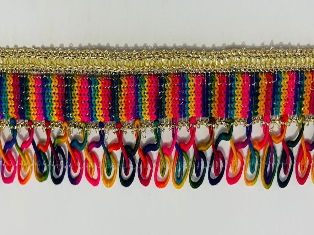 Multicolor Knotted border, Mat lace with golden shining Solid Colors