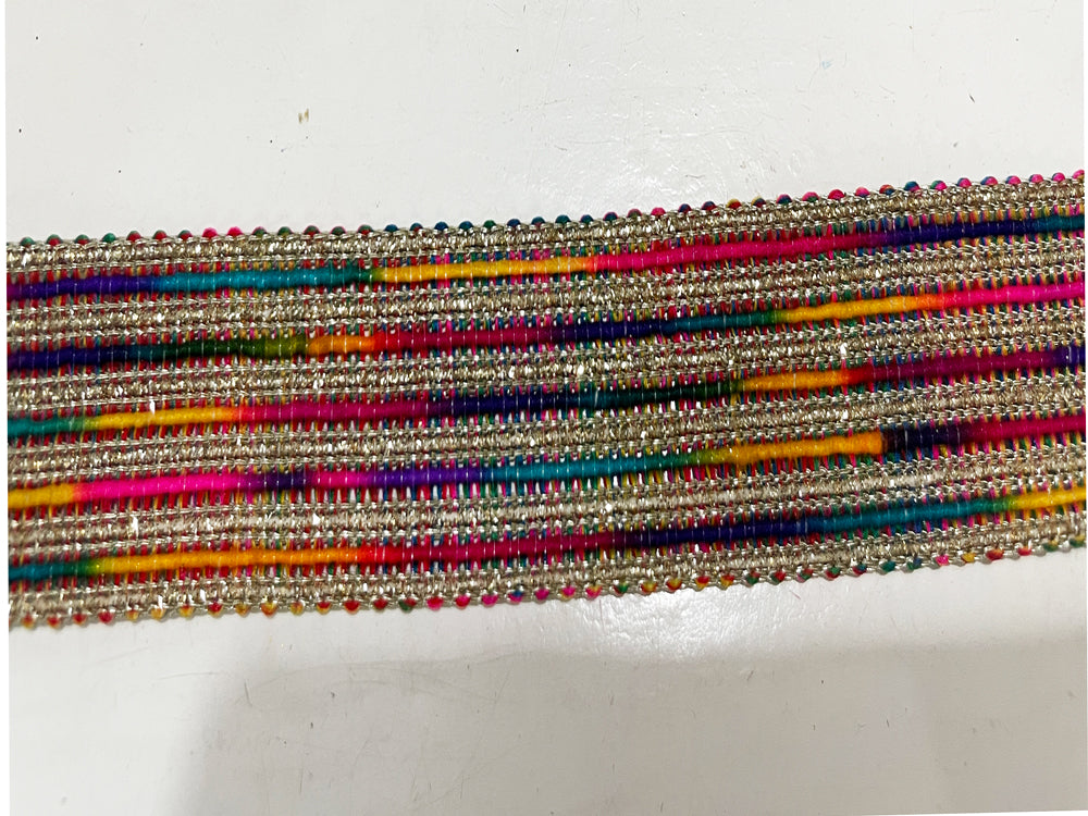 Multicolor Mat Lace, Shining Border with Bright Pastel Colors, 1 inch broad