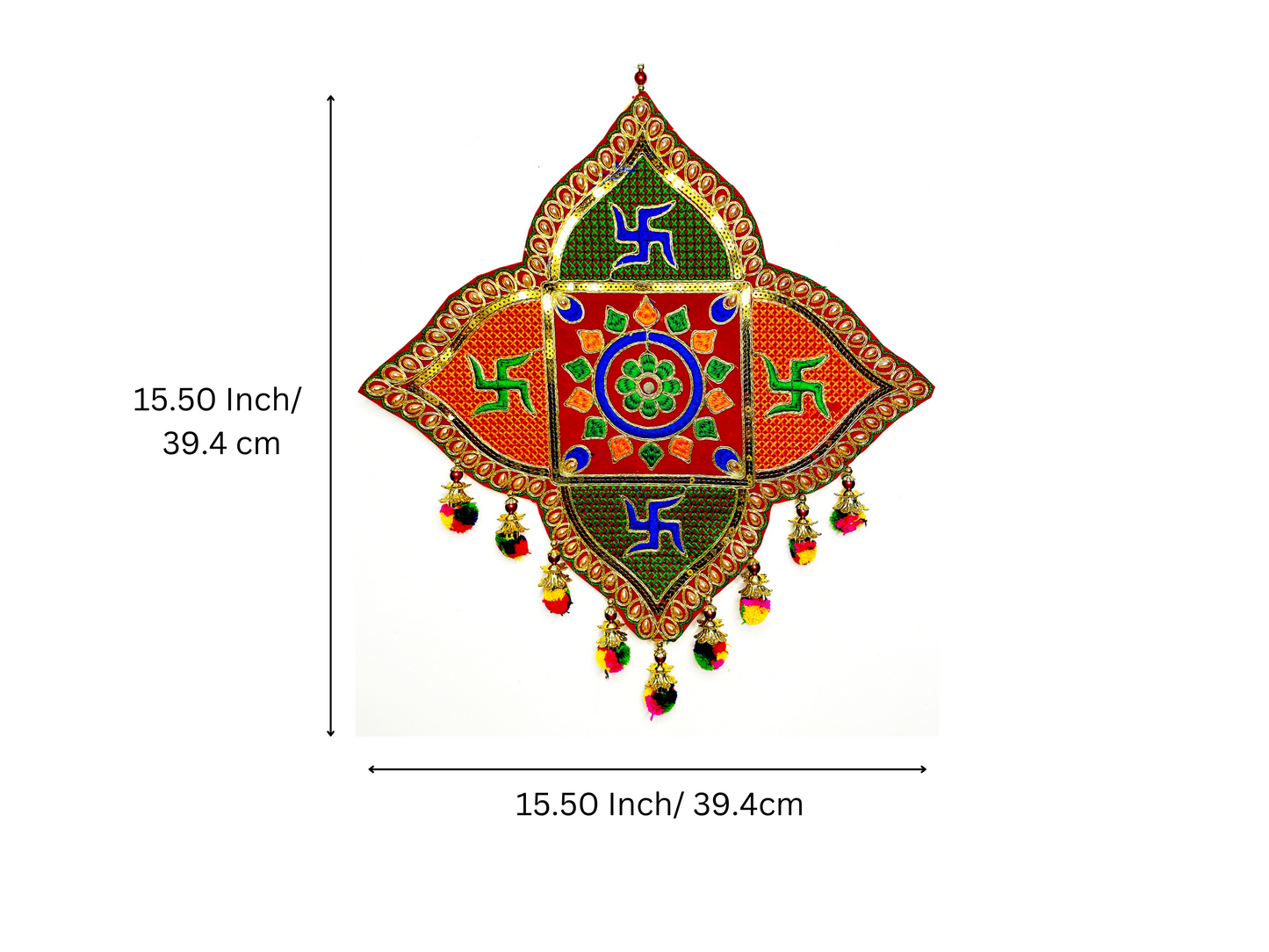 A set of 2 pieces Swastika and Lotus with Tassels Colorful Wall hangings Pooja Festive Home door decoration