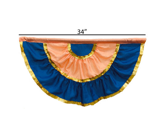 Blue and Peach Color Viscose Silk Fabric Traditional Decor Fan