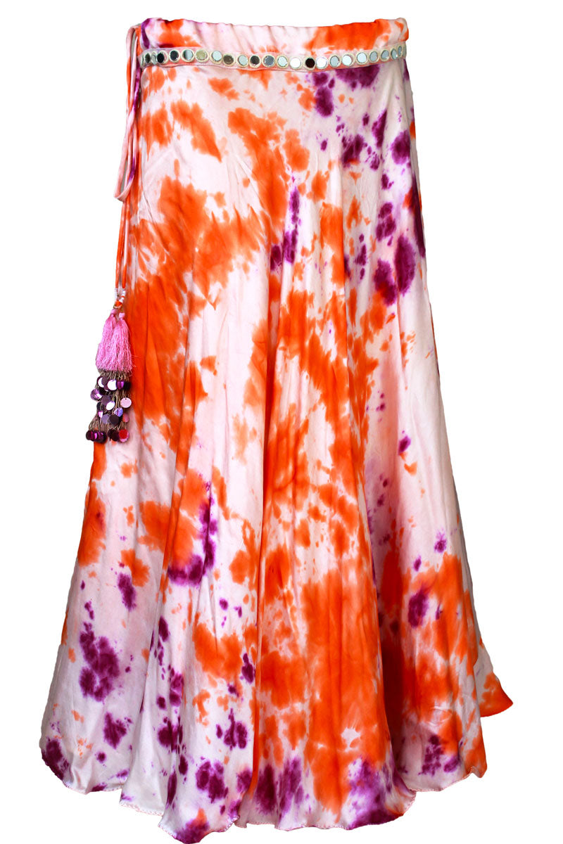 Hand Tie Dye Lehenga Skirt Maxi Festive Indian Heavy fancy Pendant L