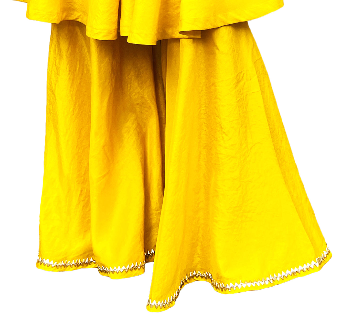 Yellow Silk Sharara Dress with Pure Chinon hand tie n dye Dupatta