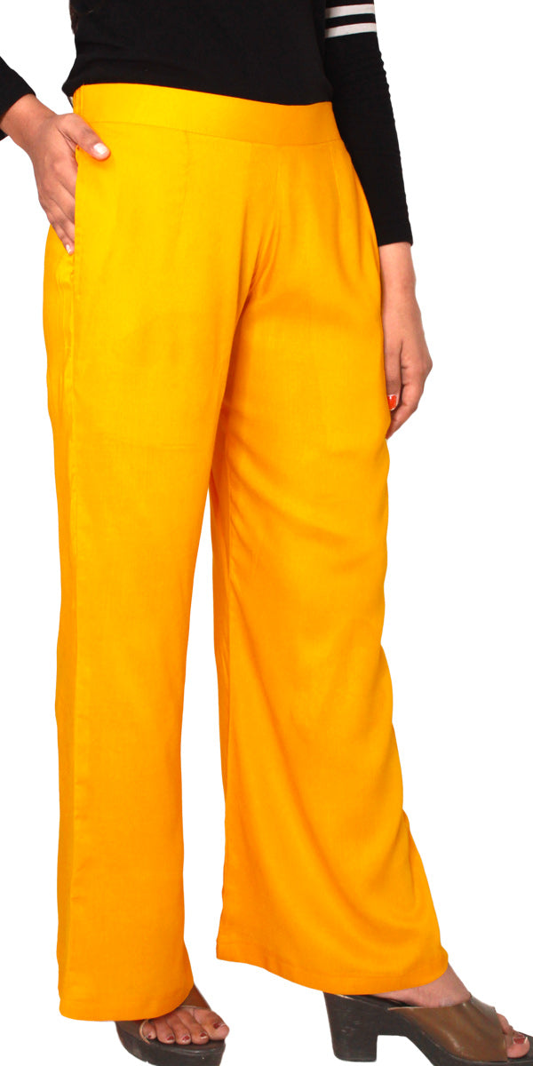 Sunset Yellow Bell Bottom Rayon Palazzo Pants