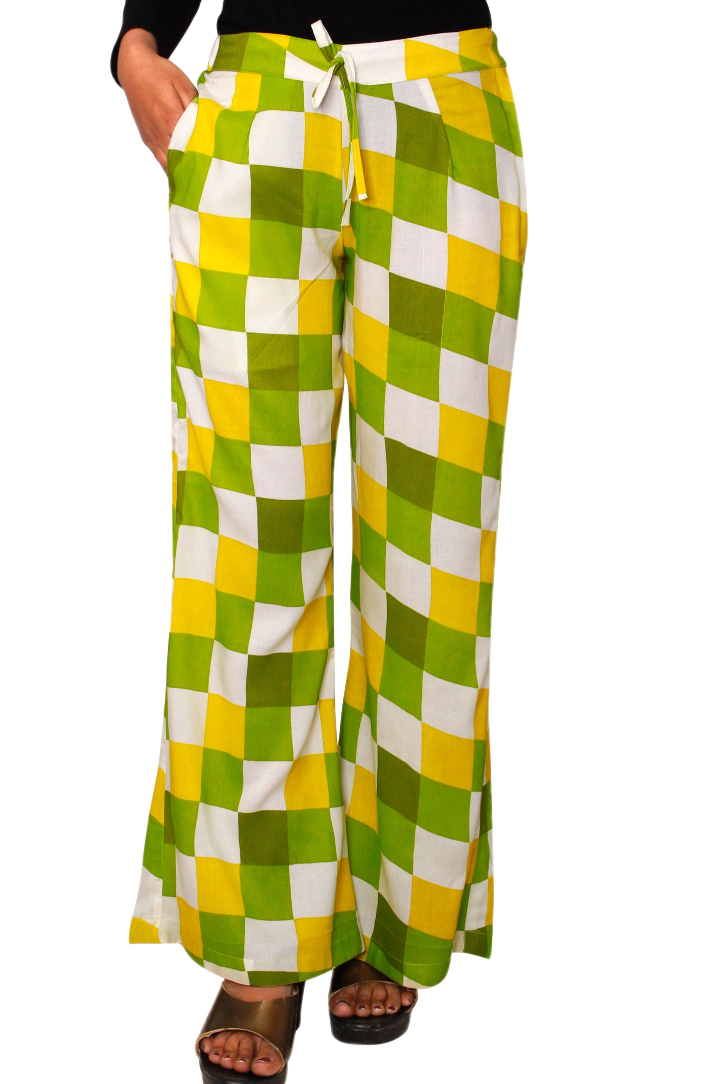 Multicolor Bell Bottom Rayon Palazzo Pants