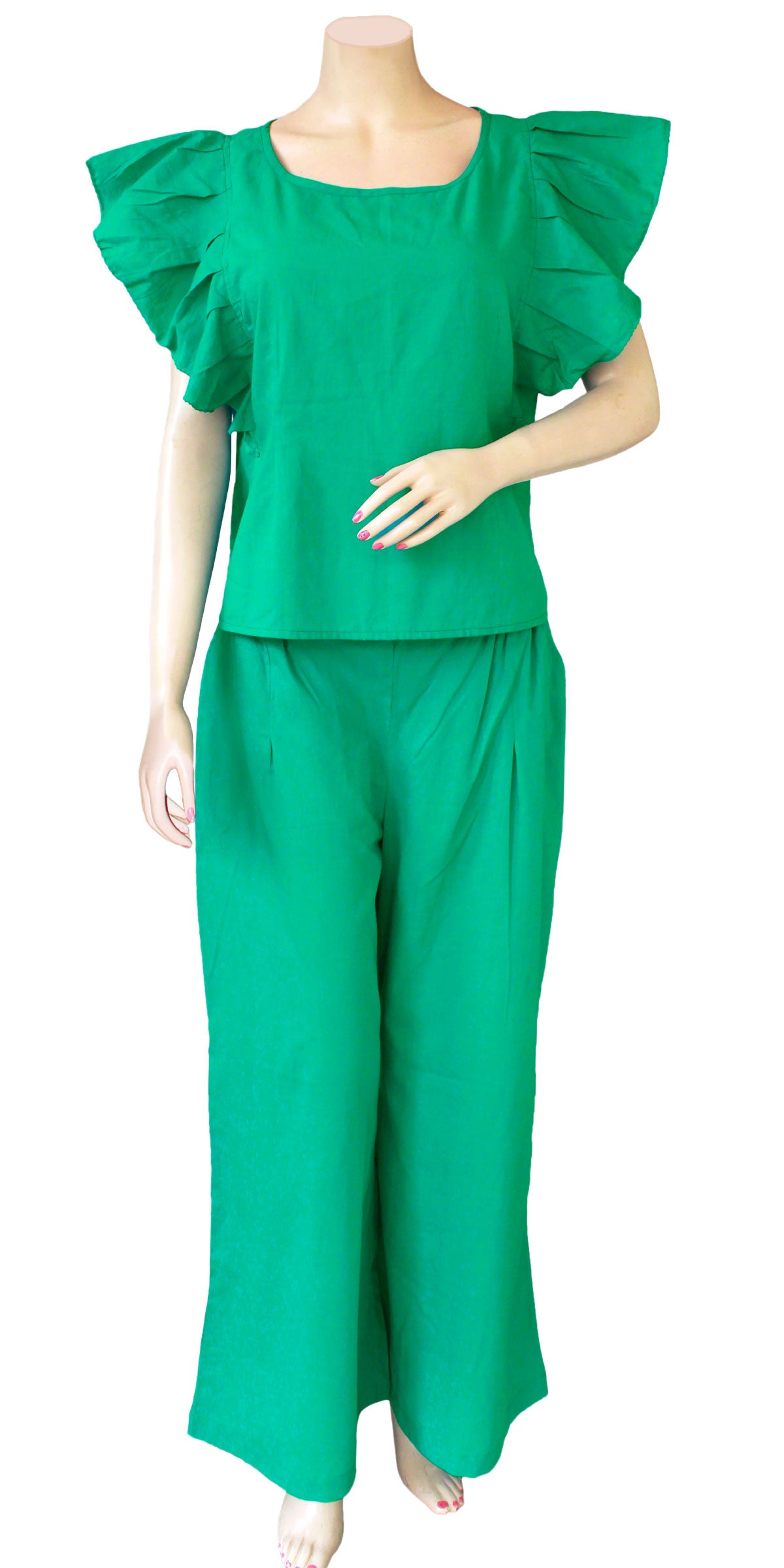 Sea green color Pure Cotton Voile Palazzo Set