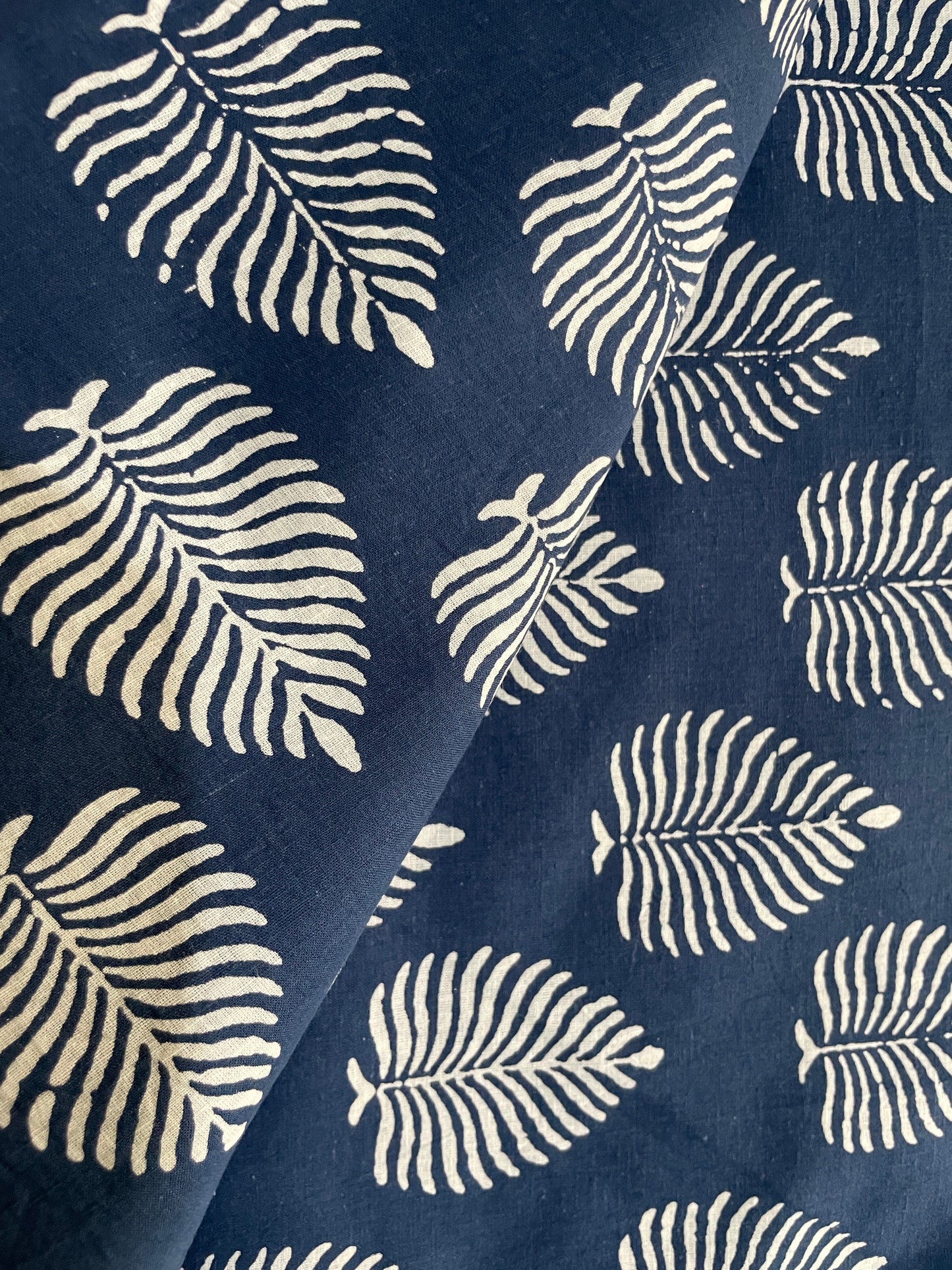 Pure Cotton Cambric Block Print Fabrics, Leaf Print for Dress