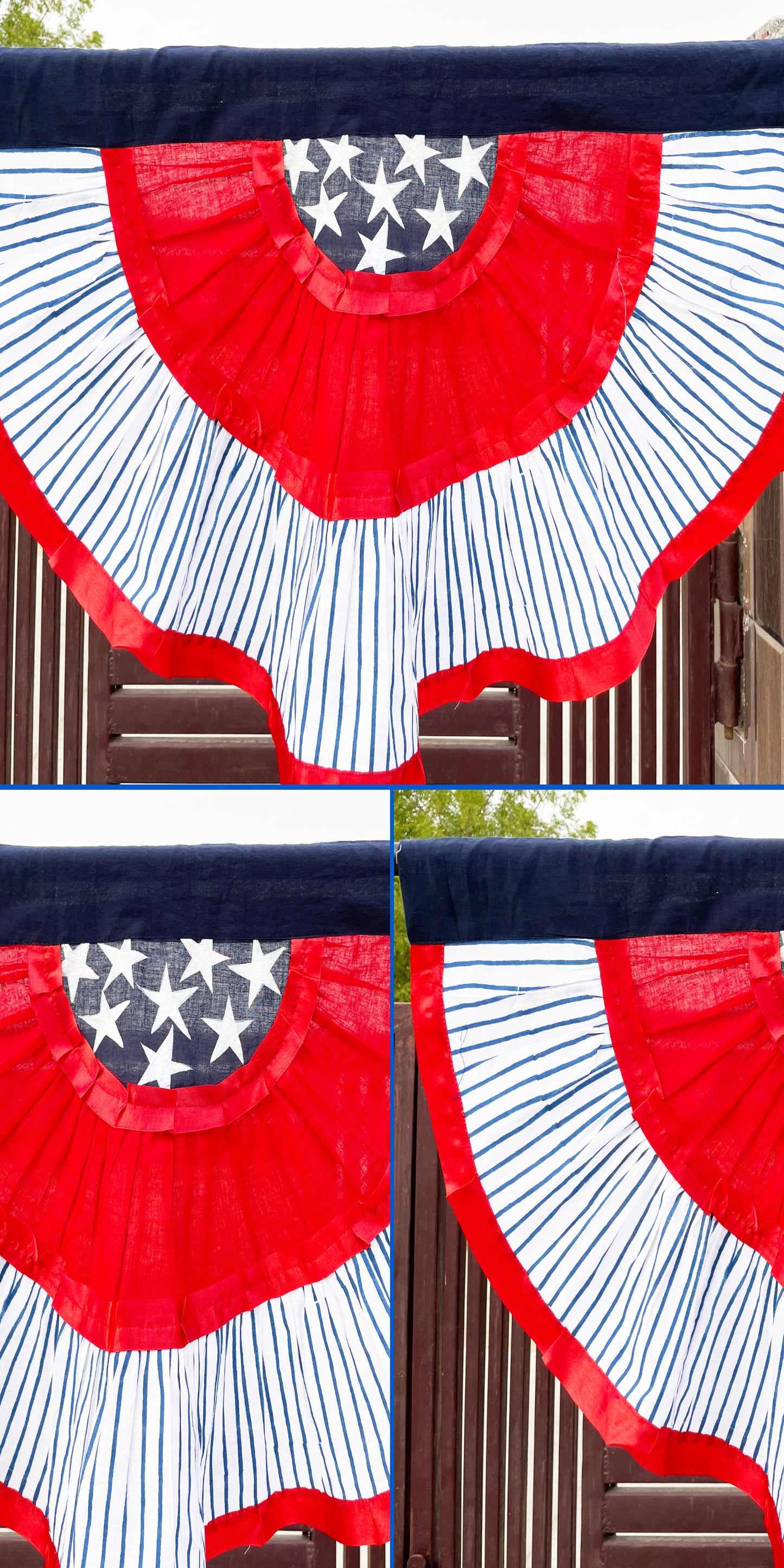 Patriotic Bunting Banner American Flag - 30”x 15” Pleated Fan Flag Decor