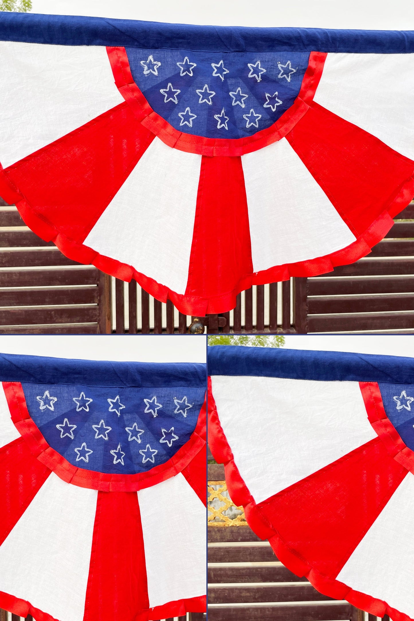 Patriotic Bunting Banner American Flag - 30”x 15” Pleated Fan Flag Decor