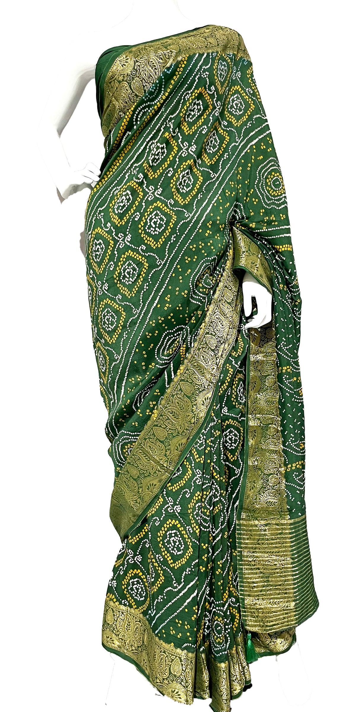 Green Rajasthani Saree, Jaipuri Sari,