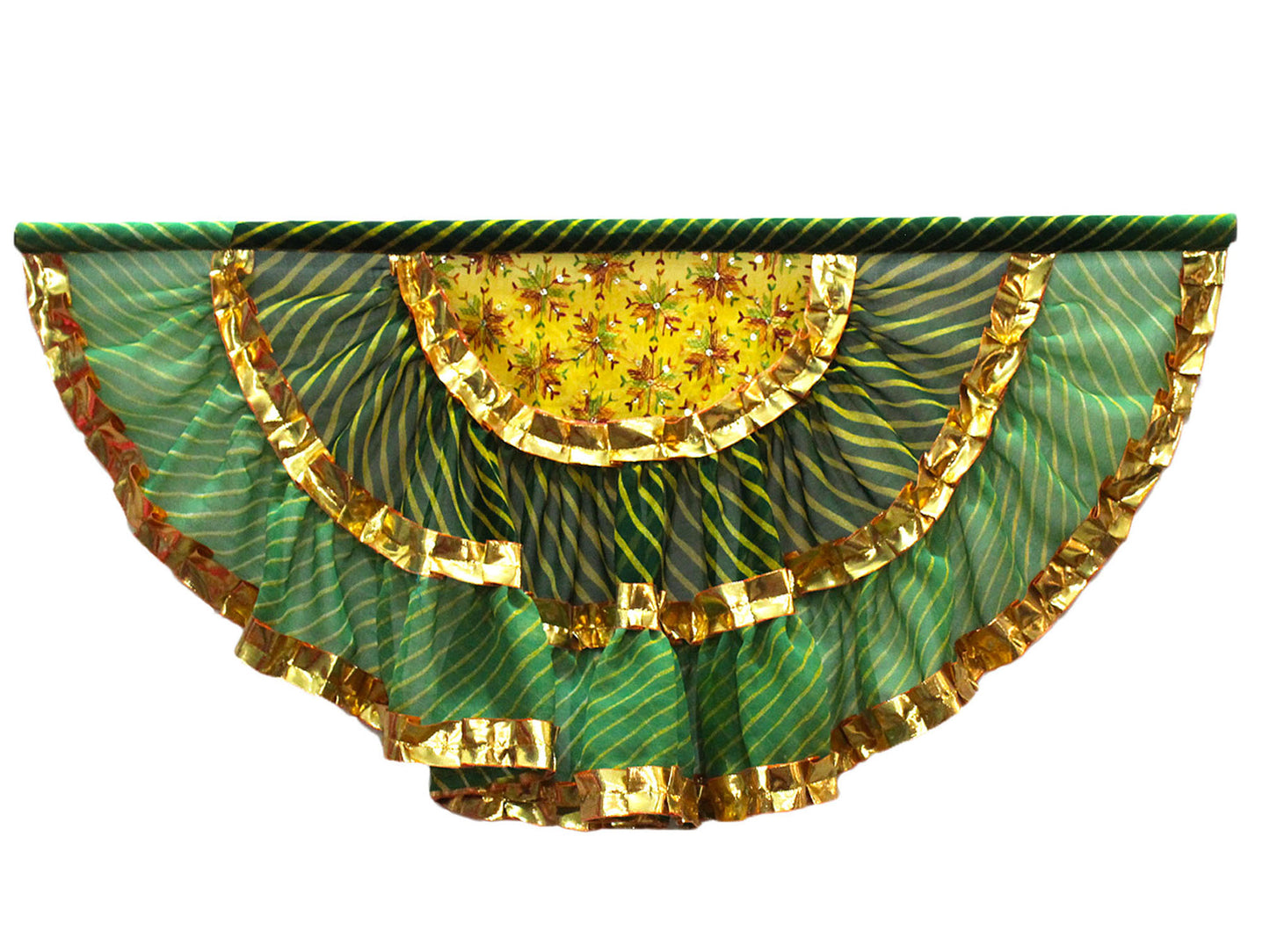 Green Rajasthani Leheriya Print Traditional Decor Fan