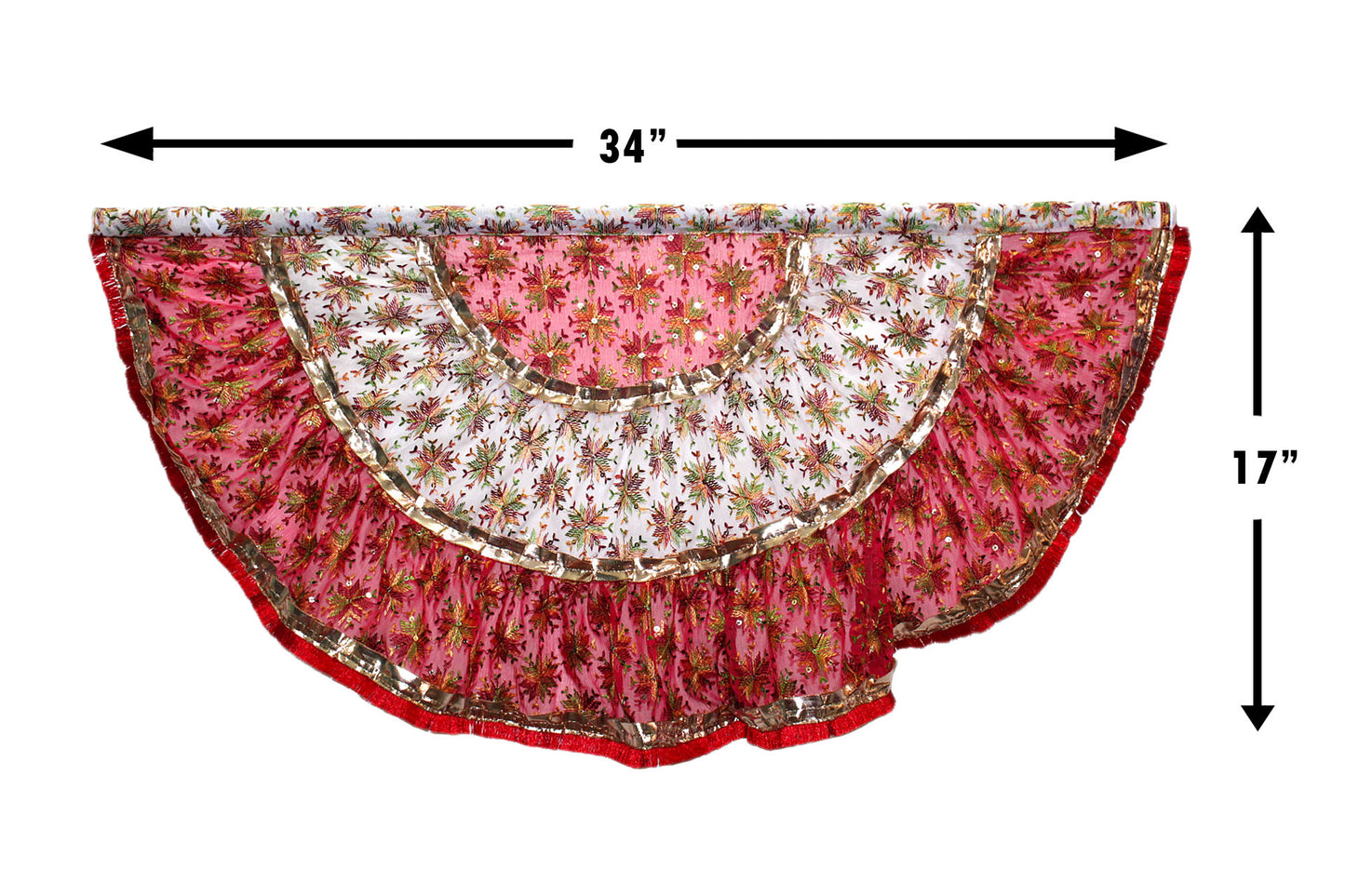 White and Pink Color Phulkari Embroidered Traditional Decor Fan
