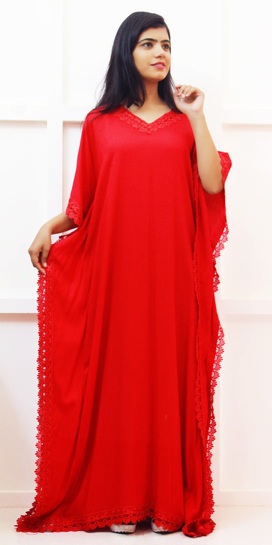 Bright Red Long Kaftan Dress