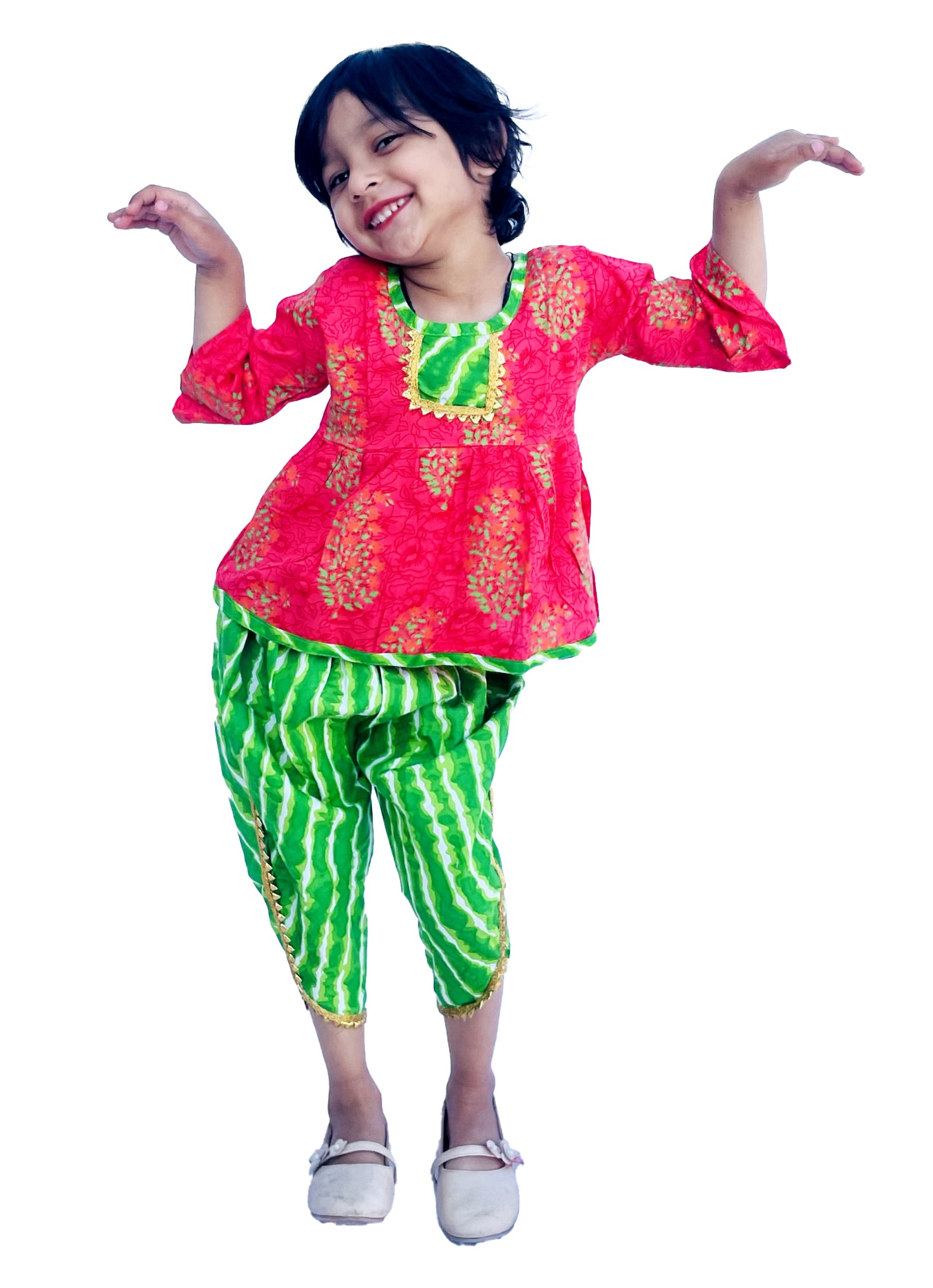 Kids Dhoti Kurta Rajasthani Print Set, For Boys and Girls