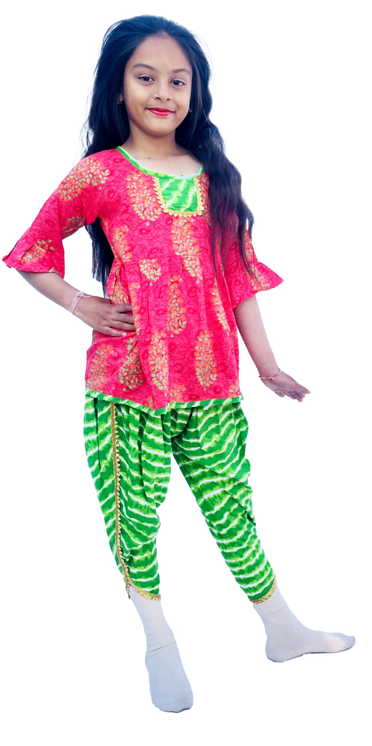 Kids Dhoti Kurta Rajasthani Print Set, For Boys and Girls