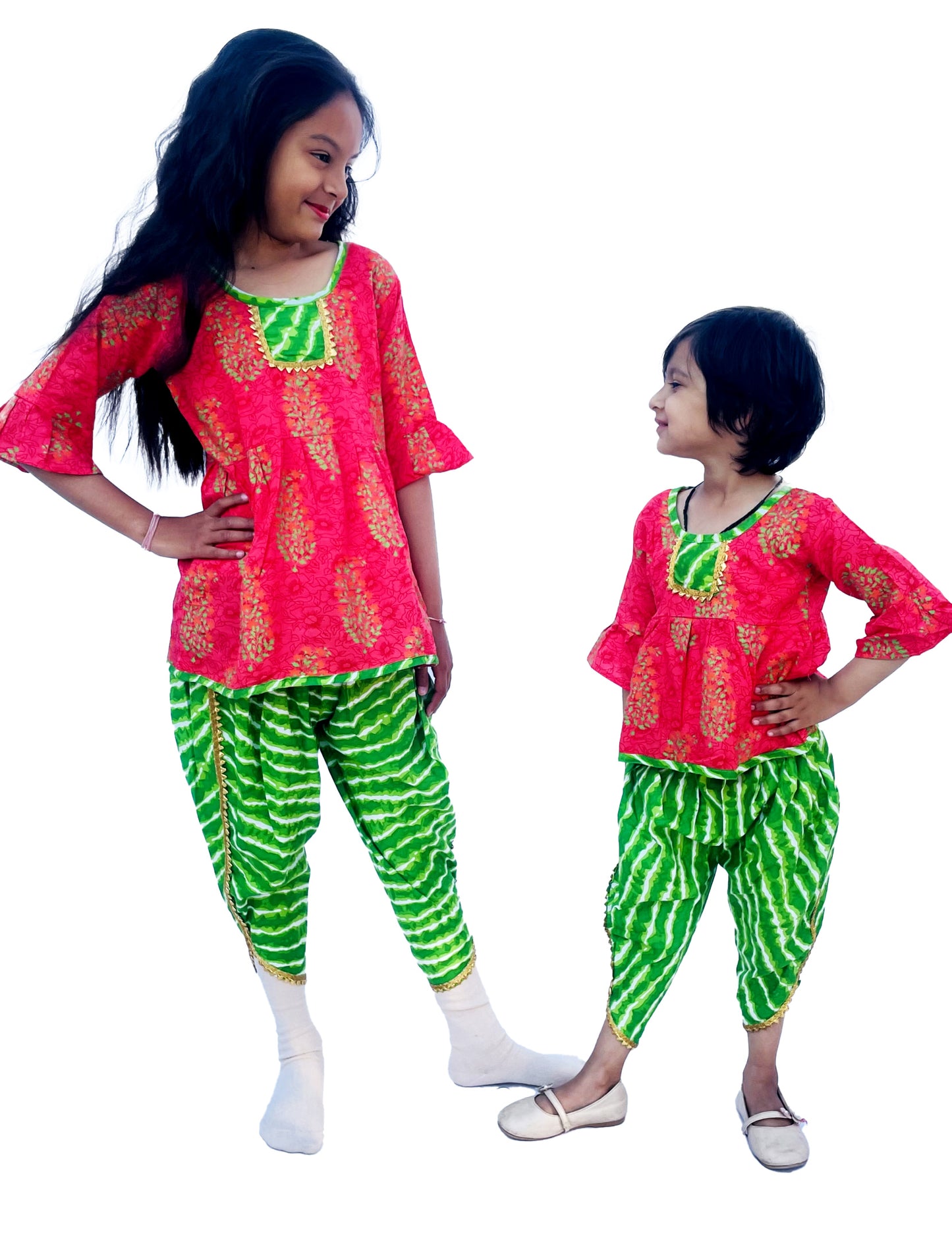 Kids Dhoti Kurta Rajasthani Print Set, For Boys and Girls