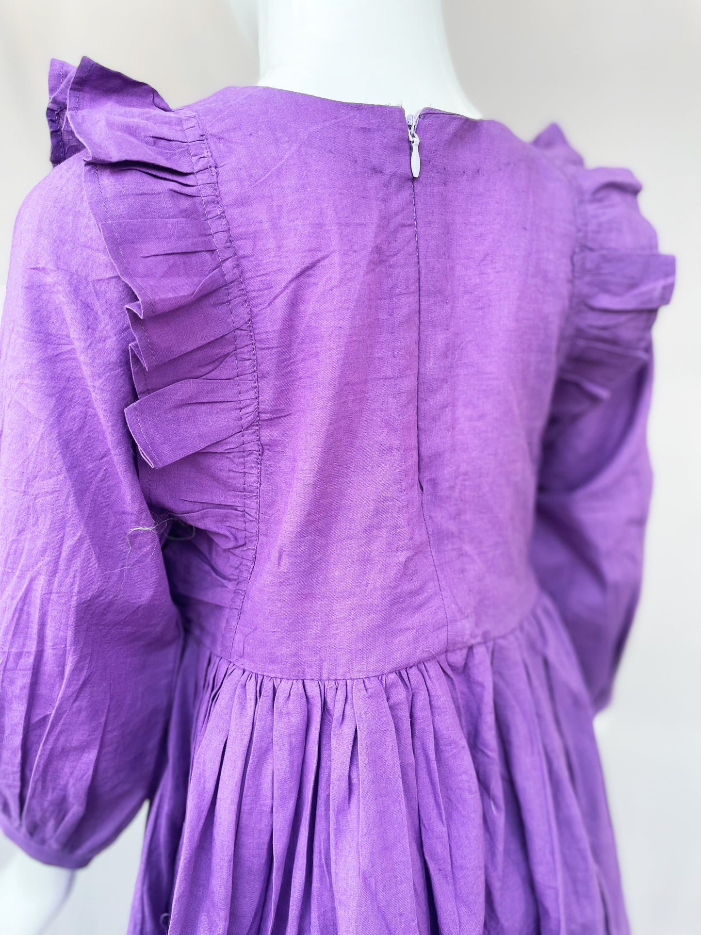 Purple Apron Floral Cotton Dress, Summer wear for Girls, Grey Frock for Girl Child