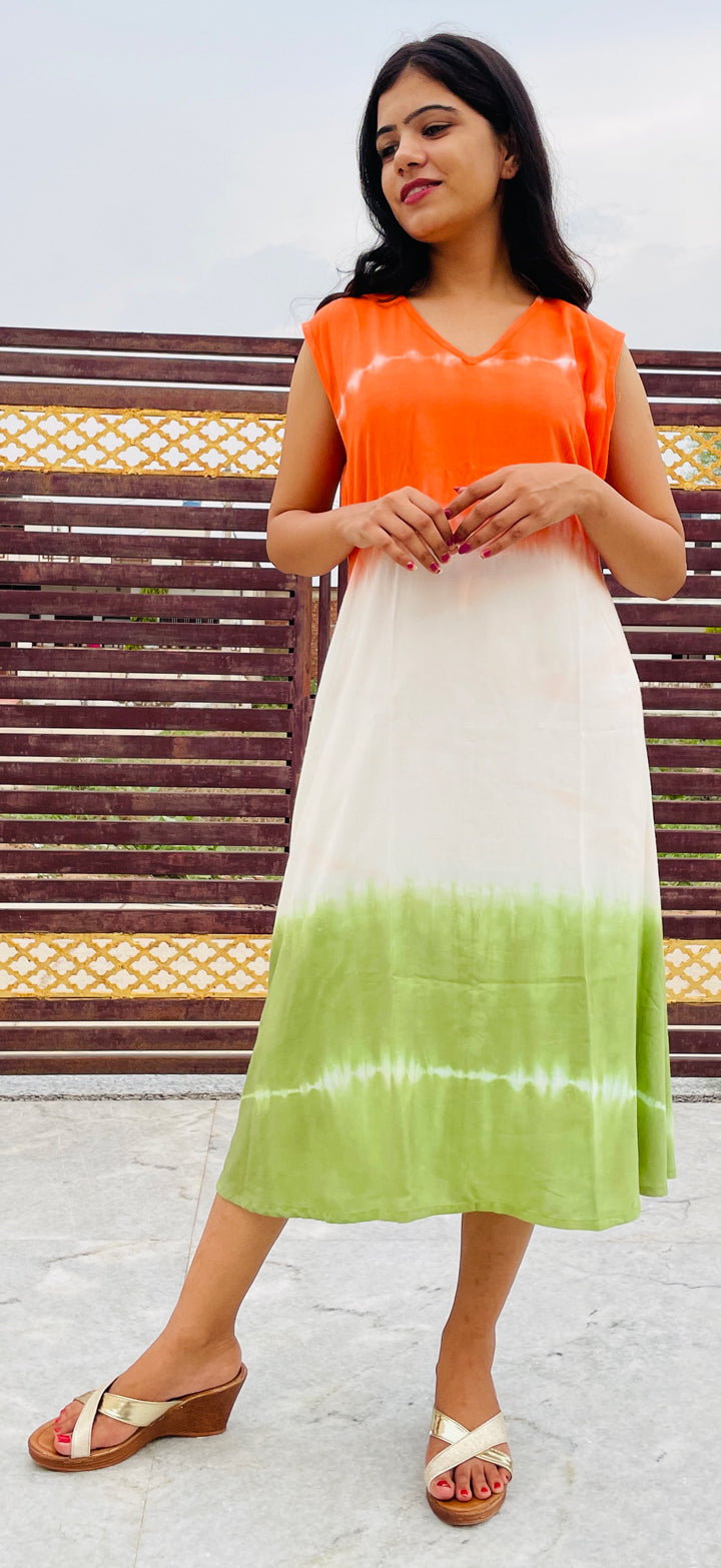 Hand Tie Dye Rayon A-Line Dress