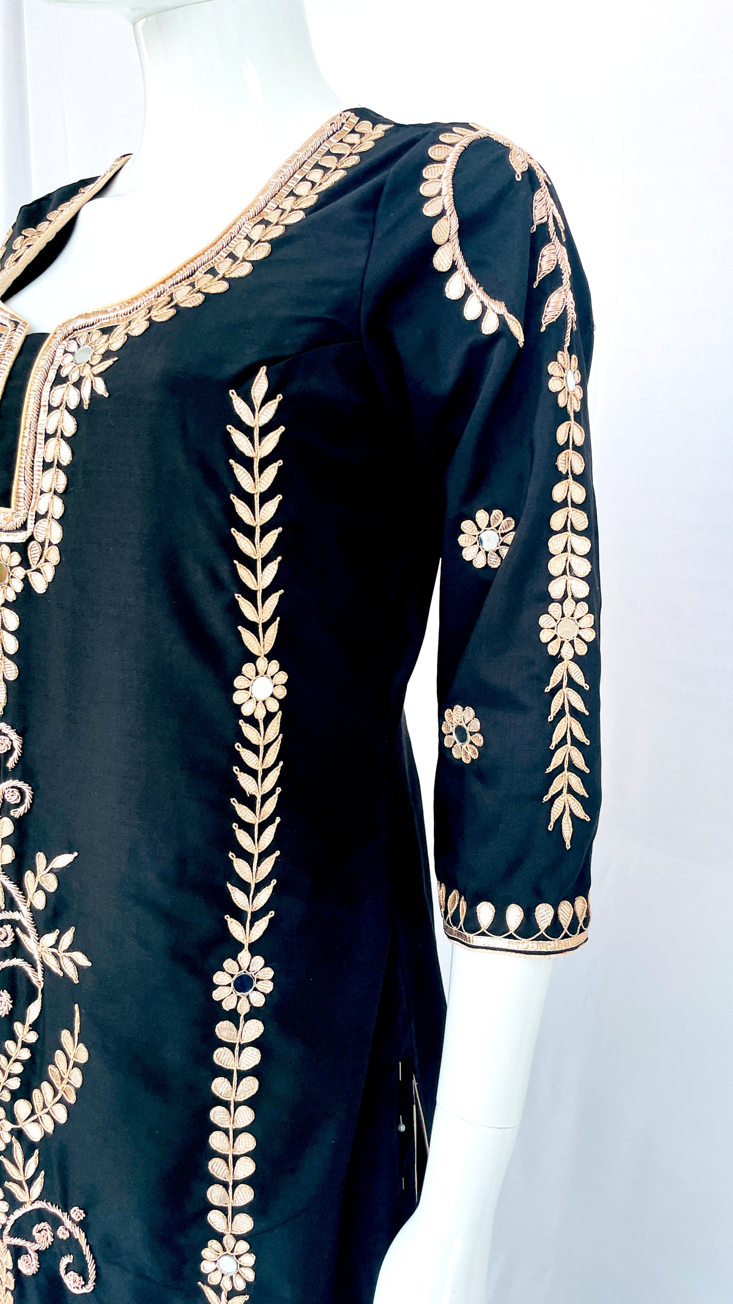 Black Gota Patti Handwork Muslin Silk Punjabi Patiala Salwar Suit