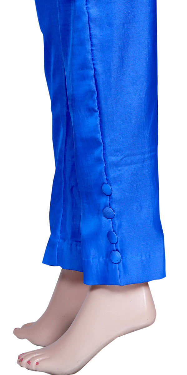 Blue Viscose Silk Skinny Pants/Trousers