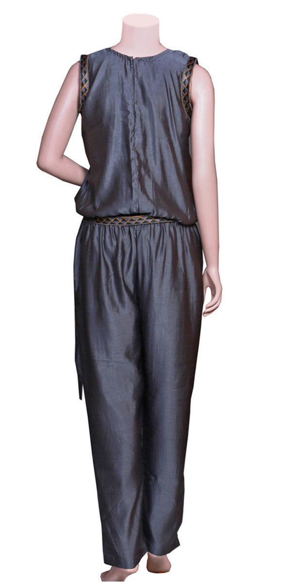 Black Silk Long Jumpsuit