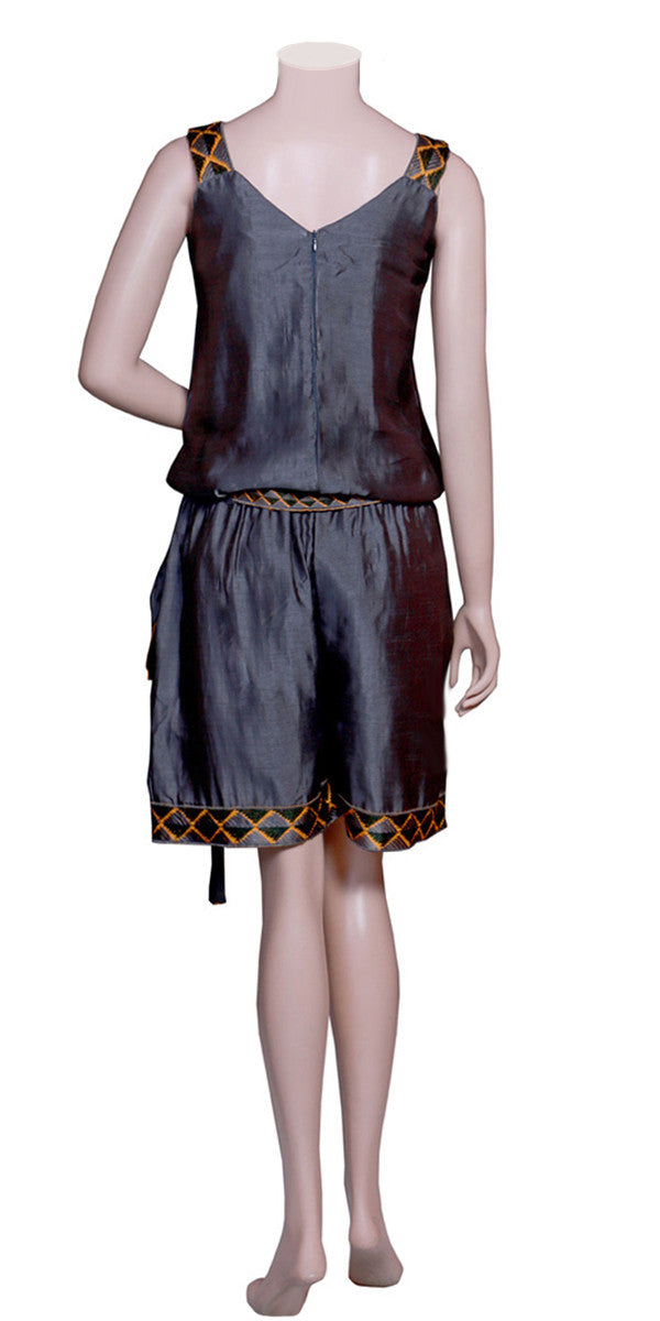 Black Silk Short Jump Suit