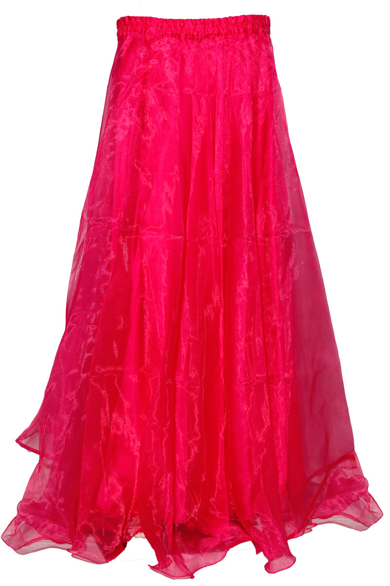 Pink Viscose Silk & Net Maxi Skirt