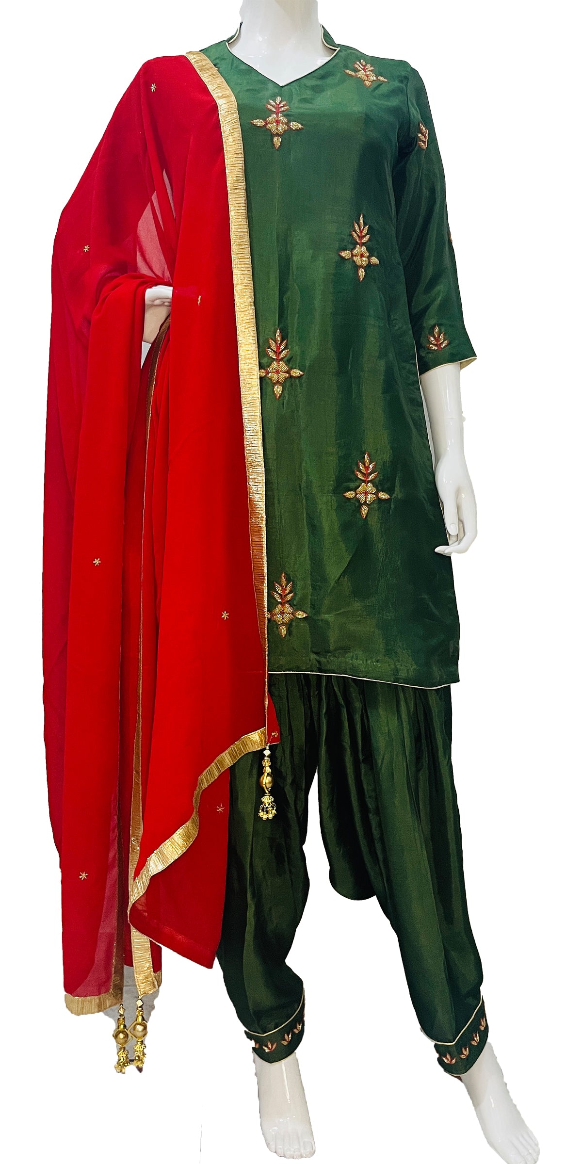Green Hand Embroidered Patiala Salwar Suit Green Hand Embroidered Patiala Salwar Suit