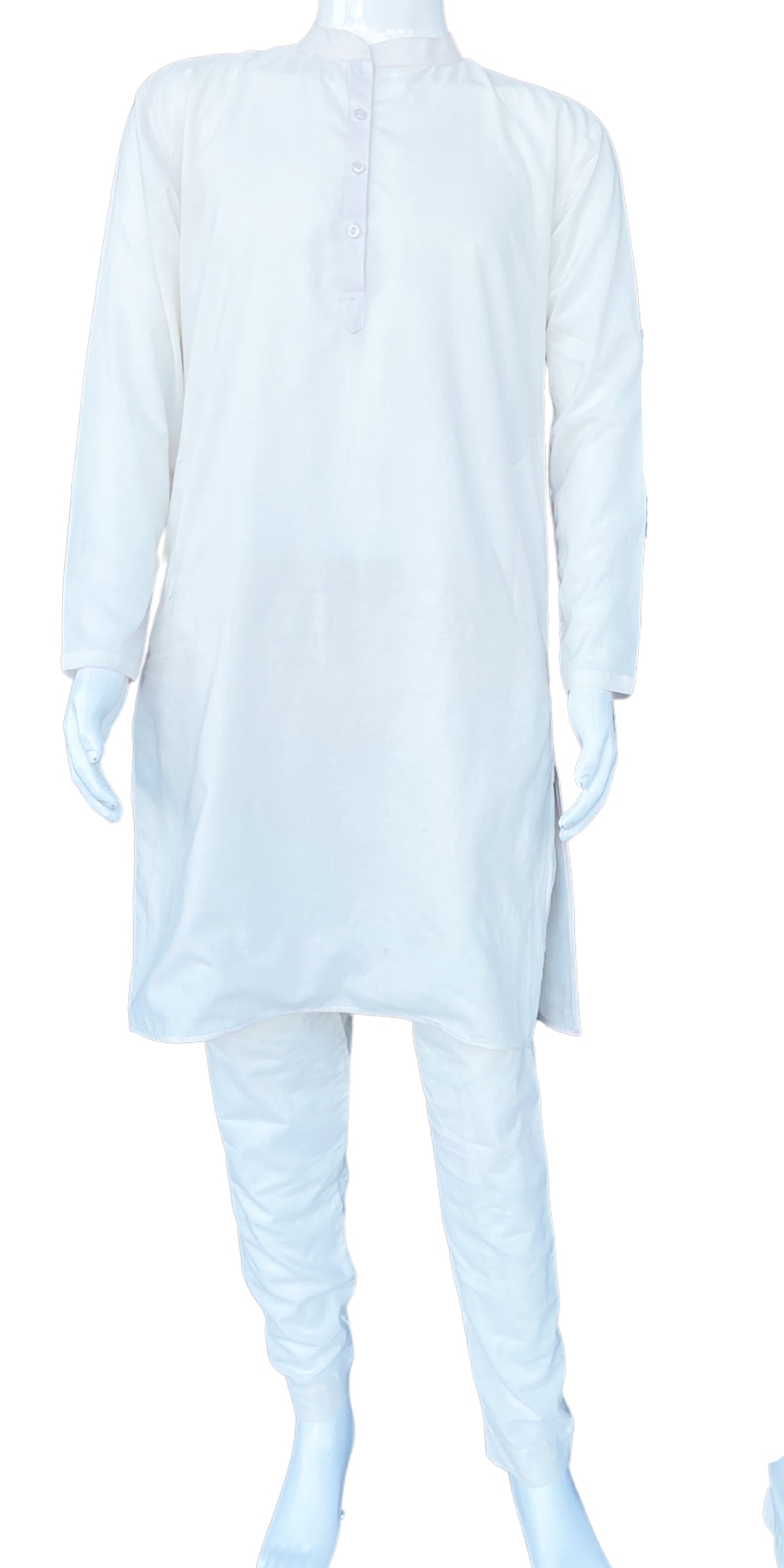 White Color Cotton Men's Kurta Pajama Indian with Lavender Stole
