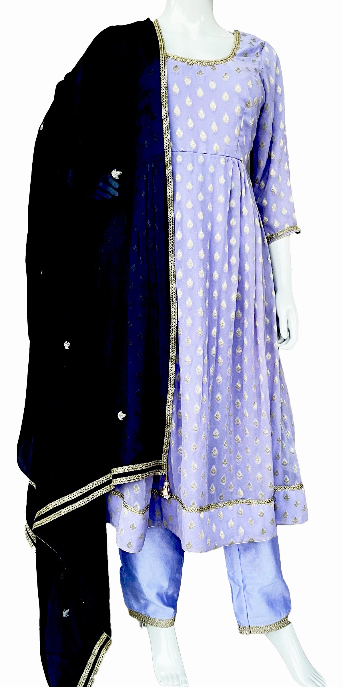 Perwinkle Georgette Anarkali Pant Suit, Chanderi Punjabi Pant Suit, Bridesmaids, Partywear, Straight Pant Suit, Handmade, Wedding wear