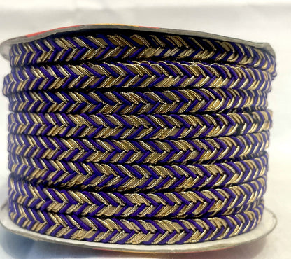Golden Braid Border, Purple And Golden,  Laces for Dress, Home Décor, Shoe, Bags, Hats, DIY, Handmade, 0.2 inch Broad