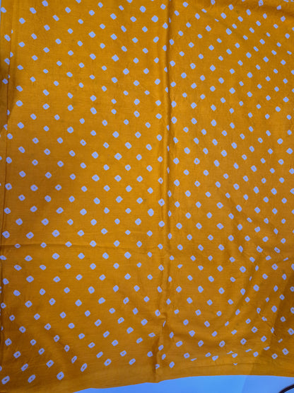 Pure Cotton Bandhani Fabric by the Yard | Hand Tie Dye Fabric | Indian Cotton Fabric for Sewing, Dresses & Crafts, Golden Yellow, Pink