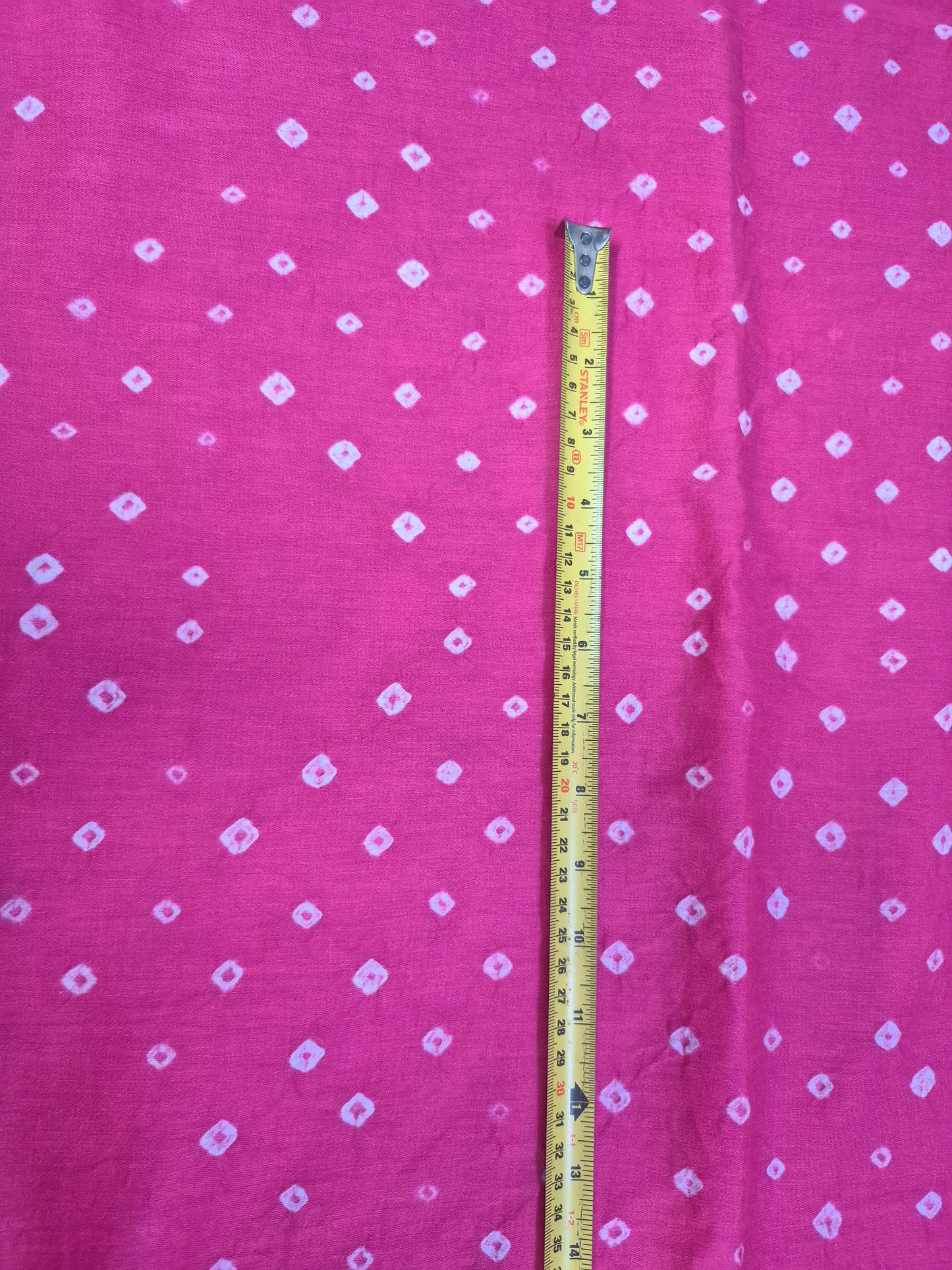 Pure Cotton Bandhani Fabric by the Yard | Hand Tie Dye Fabric | Indian Cotton Fabric for Sewing, Dresses & Crafts, Golden Yellow, Pink