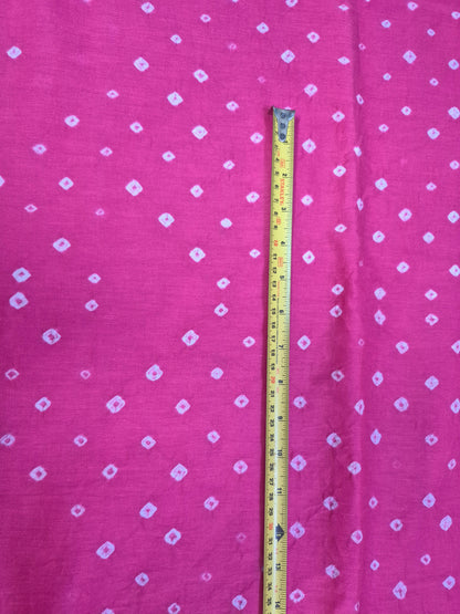 Pure Cotton Bandhani Fabric by the Yard | Hand Tie Dye Fabric | Indian Cotton Fabric for Sewing, Dresses & Crafts, Golden Yellow, Pink